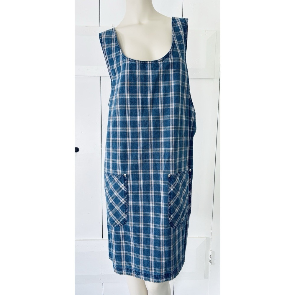 Original Ty Wear Denim Dress Pockets Vintage Plaid Jumper Womens Size 20W